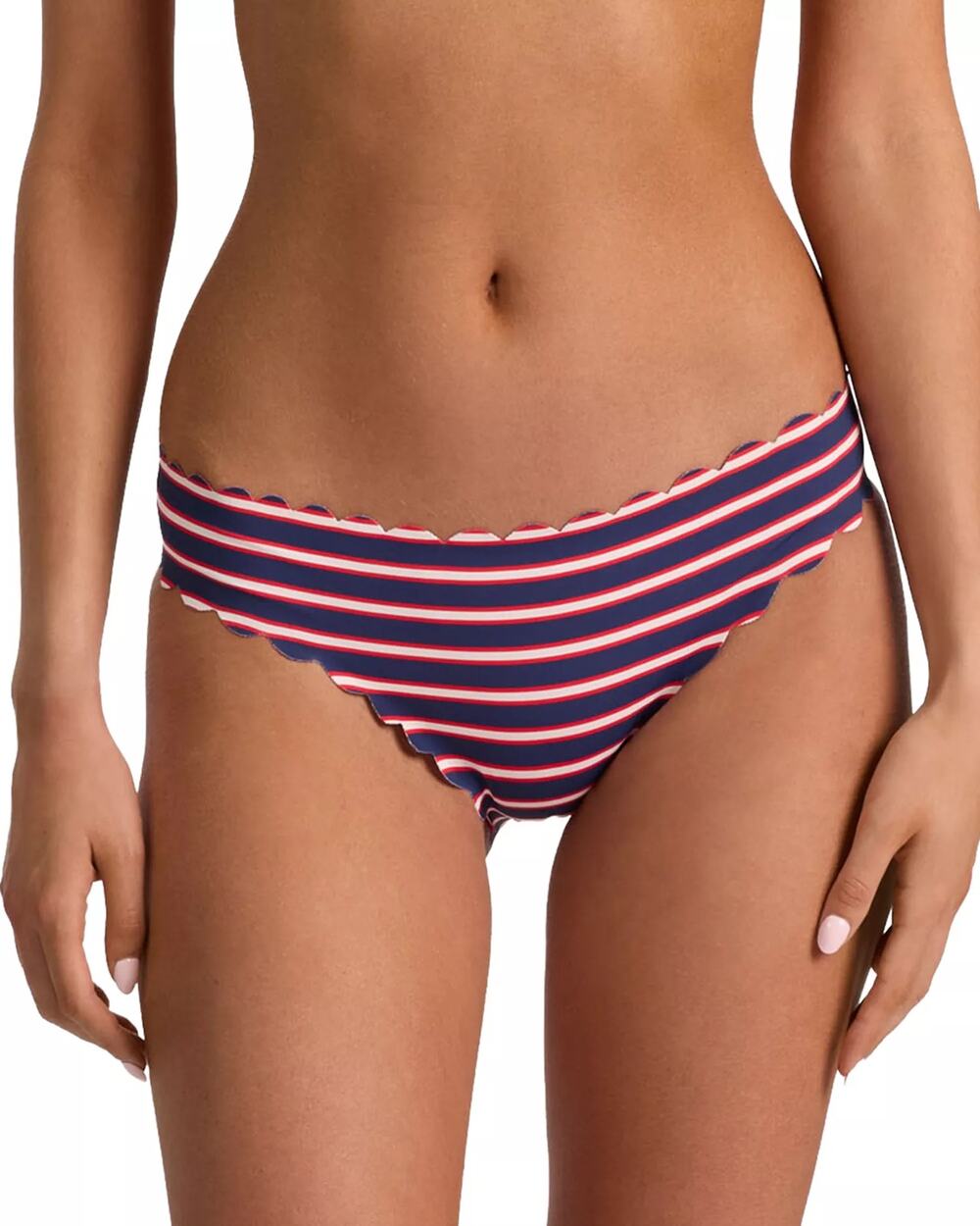 Alice & Olivia x PQ Swim Striped Reversible Scalloped Swim Bikini Bottom Size XS